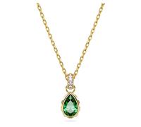Chroma pendant, Pear cut, Green, Gold-tone plated