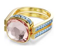 Swarovski Chroma ring, Cushion cut, Multicolored, Gold-tone plated