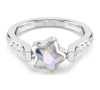 Chroma Ring, Mixed Size, Star, White, Rhodium Finish