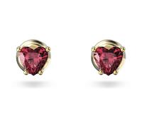 Chroma stud earrings, Heart, Red, 18K gold finish
