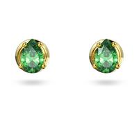 Chroma stud earrings, Pear cut, Green, 18K gold finish
