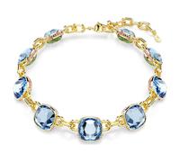 Chroma Tennis necklace, Cushion cut, Multicoloured, Gold-tone plated