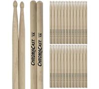 ChromaCast 5A USA Made Hickory Drumsticks 24 Pair - Wood Tipped - Perfect for Beginner, Intermediate and Professional Drummers - Real American Hickory Wood