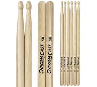 ChromaCast 5B USA Made Hickory Drumsticks Pair - Wood Tipped - Drum Sticks Tour Tested by Pro Drummers - Real American Hickory Wood
