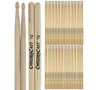 ChromaCast 7A USA Made Hickory Drumsticks 24 Pair - Wood Tipped - Perfect for Beginner, Intermediate and Professional Drummers - Real American Hickory Wood