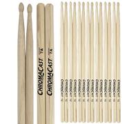 ChromaCast 7A USA Made Hickory Drumsticks 8 Pair - Wood Tipped - Perfect for Beginner, Intermediate and Professional Drummers - Real American Hickory Wood