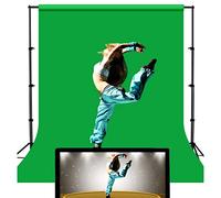 Chromakey Green Screen with Stand and 4 Clips, Green Virtual Background for Video/Streaming/Photography (Color : Green-1, Size: 3x6m/10.4x19.6ft)