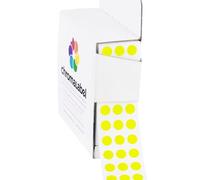 ChromaLabel 1/4 Inch Round Colored Stickers, High Visibility Color Coding Labels, Easy to Write On Dot Stickers with Dispenser Box - 1000 Sticky Dots, Matte Finish Fluorescent Yellow Sticker Labels