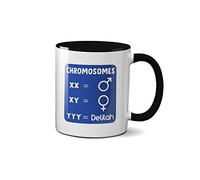 Chromasomes YYY Delilah Mug - Funny Genetics Joke Tom Jones Novelty Gift Idea Tea Coffee Novelty Heavy Duty Handle Dino Coated Dishwasher/Microwave Safe Sublimation Ceramic (Black Handle)