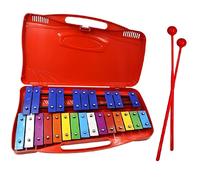 Chromatic Glockenspiel 25 Note & Two Beaters Xylophone in Case Ideal Introduction to Music Harmony Teaching - Metal Phone Xylofo 2 Octaves G5 to G7 (Red)