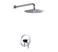 Chrome 10-Inch Round Rainfall Shower System - Concealed Portable Mixer Shower Head Set for Bathroom Luxurious Rain Shower Experience Modern Design Easy Installation