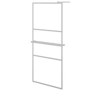 (chrome, 100 x 195 cm/half frosted) vidaXL Walk-in Shower Wall Bath Enclosure with Shelf ESG Glass and Aluminium