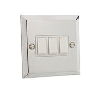 Chrome 10A Triple 3 Gang 2 Way Light Switch [CH643-01]