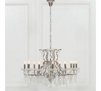 Chrome 12 Branch Shallow Cut Glass Chandelier