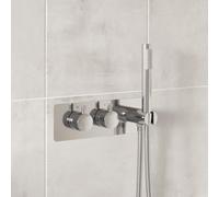 Chrome 2 Outlet Concealed Thermostatic Shower Valve with Hand Shower - Flow