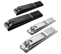 (Chrome) 2 Pcs Nail Clippers Set Fingernail & Toenail Clippers High Carbon Steel Perfect Grip Nail Cutters
