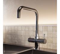 Chrome 3 in 1 Square Spout Boiling Hot Kitchen Mixer Tap with 2.4L Boiler and Filter - Pronto Vesta