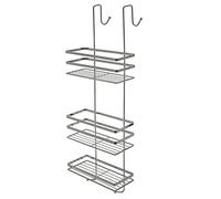 CHROME 3 TIER HANGING OVER THE DOOR SHOWER CADDY CUBICLE TIDY BATHROOM TOILETRIES RACK RAIL SHELVES ORGANIZER