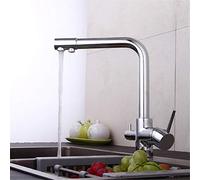 Chrome 3-Way Kitchen Faucet, 360° Rotation Potable Water Filter Tap with Mixer, Air Gap Design, Kitchen Sink Aerator, Modern Touch Control