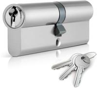 Chrome 50/50 Euro Cylinder Lock - 100mm, Euro Door Barrel with 3 Keys, Anti-Drill Exit Bar
