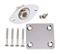 Chrome 6.35mm Guitar Output Jack Plate with Neck Plate for Fender Stratocaster Telecaster Guitar Replacement Parts