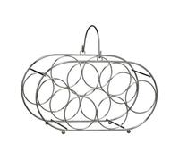 Chrome 6 Bottle Oval Wine Rack, Metal Wine Holder With Polished Chrome Finish, Compact Design Premier Housewares Silver One Size