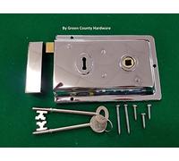 Chrome 6" x 4" Victorian Style Rim Sashlock Door Sash Latch Lock with 2 Keys