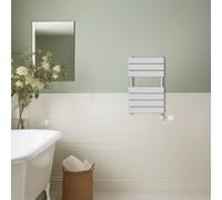 (Chrome, 650x400mm) Prefilled Thermostatic Electric Flat Panel Heated Towel Rail Ladder Warmer Radiator