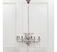 Chrome 8 Branch Shallow Cut Glass Chandelier