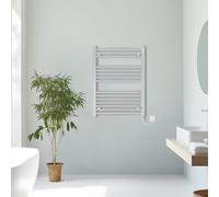 (Chrome, 800x600mm) Prefilled Electric Straight Heated Towel Rail Radiator Ladder Warmer