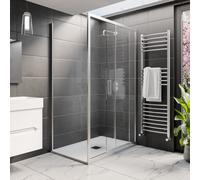 Chrome 8mm Glass Rectangular Sliding Shower Enclosure with Low Profile Shower Tray 1200x800mm - Pavo