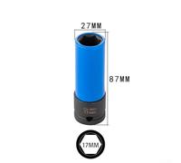 Chrome Alloy Steel Hexagon For Impact Lug Nut Socket With Protective Sleeves 87mm Length For Auto Wheels Design Suitable For Various Car Models(17mm)