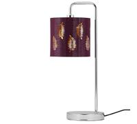 Chrome Arched Table Lamp with Burgundy Fern Cut Out Shade