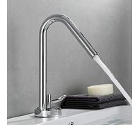 Chrome Bain Sink Faucet Short Or Tall Style Art Design Hot Cold Mixer Crane Tap Deck Mount 360 Degree Rotation Basin Faucets with Aerator,Chrome A Lucky Star