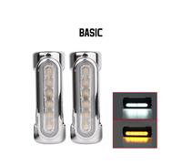 (Chrome basic) For Harley turn signal Bike Touring Moto Bumper light Motorcycle Highway Bar Switchback Driving Light White Amber LED Crash