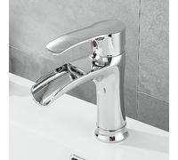 Chrome Basin Mixer Tap, Waterfall Bathroom Basin Sink Mixer Taps, Single Lever Single Hole Lavatory Mixer Tap Faucet, Solid Brass SHUNLI