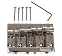 Chrome Bass Bridge by Gotoh (201B-4) - Precision 4-String Jazz Bass Bridge - Maximum Sustain & Improved Tone for Fender Bass - Right-Handed or Left-Handed Use