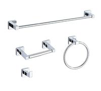 Chrome Bathroom Hardware Set 4 Pieces,Bathroom Accessories Set Stainless Steel Wall Mounted, Hand Towel Bar, Towel Ring, Robe Towel Hooks,Toilet Paper Holder,Towel Bar Set, 23.6 Inch