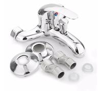 Chrome Bathroom Mixer Faucet Tap Bathtub Shower Head Hot Cold Mixing Vavle Knob Spout Wall Mount