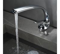 Chrome Bathroom Sink Faucet Single Handle Mixer T Hot & Cold Water Copper Construction Easy Installation for Wash Basin Modern Design and Stylish.