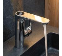 Chrome Bathroom Sink Tap With LCD Temperature Indicator