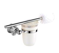 Chrome Bathroom Toilet Brush Holder Set, Silver Crystal Bathroom Hardware