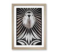 Chrome Bird Abstract Framed Print | A2 Oak Framed Wall Art | Ready to Hang | Abstract Fantasy Picture | Living Room Bedroom Lounge Office