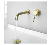Chrome Black Brushed Gold Tap Conceal Wall Mounted Bathroom Basin Sink Faucet Brass Hot and Cold Mixer with 15/20/25CM Spout(Separate Chrome 15cm)