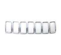 Chrome/Black Car Front Grille Grill 7Pcs/Set For Jeep For Grand For Cherokee 2014 2015 2016 Inserted Ring Trim Cover ABS Plastic Car Front Grill(Silver)