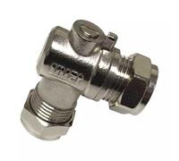 Chrome Brass Angled Isolation Service Valve 15mm Compression Full Flow