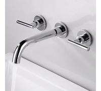 Chrome Brass Bathroom Basin Mixer Tap - Wall Mounted Sink Faucet with Dual Handles - Concealed Design for Modern Bathrooms - Stylish & Functional Basin Taps