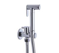 Chrome Brass Handheld Bidet Sprayer for Toilet - Wall Mounted Bathroom Kit for Personal Hygiene, Cloth Diaper Cleaning & Pet Bathing - Adjustable Single Cold Water Spray