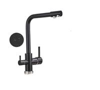 Chrome Brass Kitchen Faucet with Dual Handles 3-Way Filter for Hot & Cold Drinking Water Stylish Black with Dot Designand Easy to Install