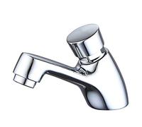 Chrome Brass Self-Closing Cold Water Faucet for Public Bathroom Water-Saving Delay Sink Tap Basin Tap for High Traffic Areas